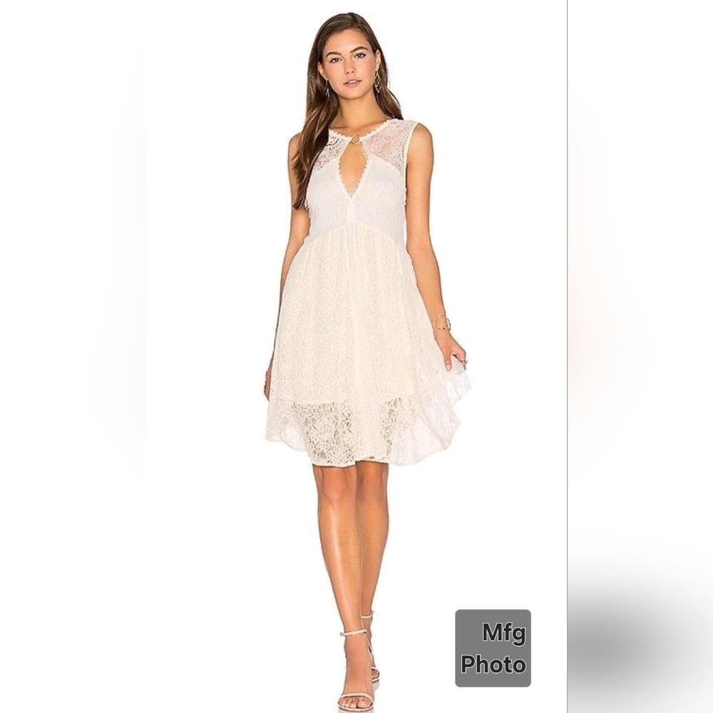 NWT Free People 'Don't You Dare' ~ Ivory Lace Illusion Dress, Womens Medium - Picture 3 of 8